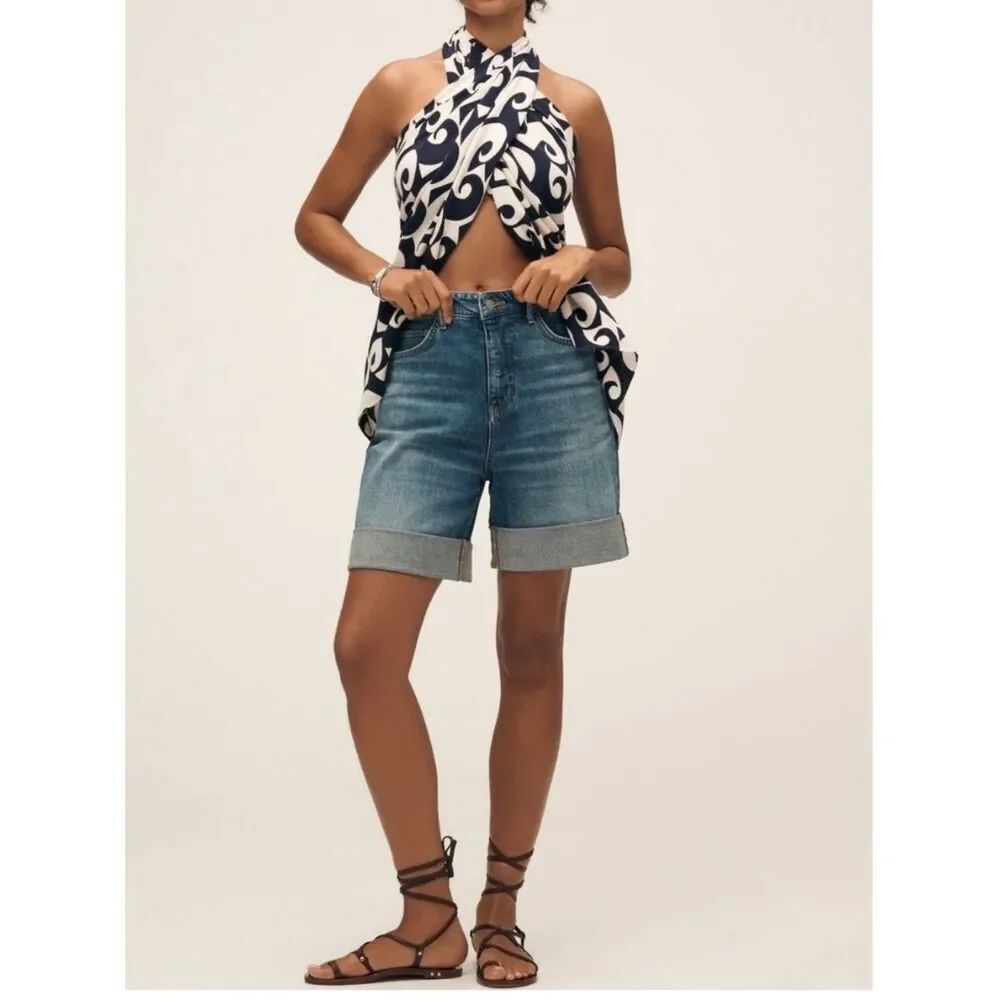 Anthropologie Pilcro The Austyn High-Rise Cuffed Denim Jean Shorts Size 25